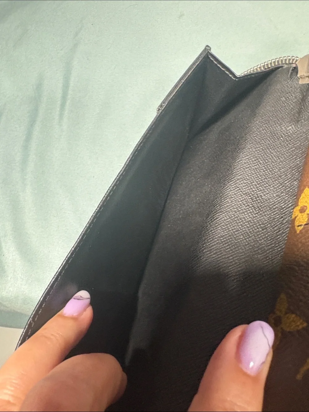 Louis Vuitton Zippy Wallet Vertical Monogram Macassar Canvas Black Leather